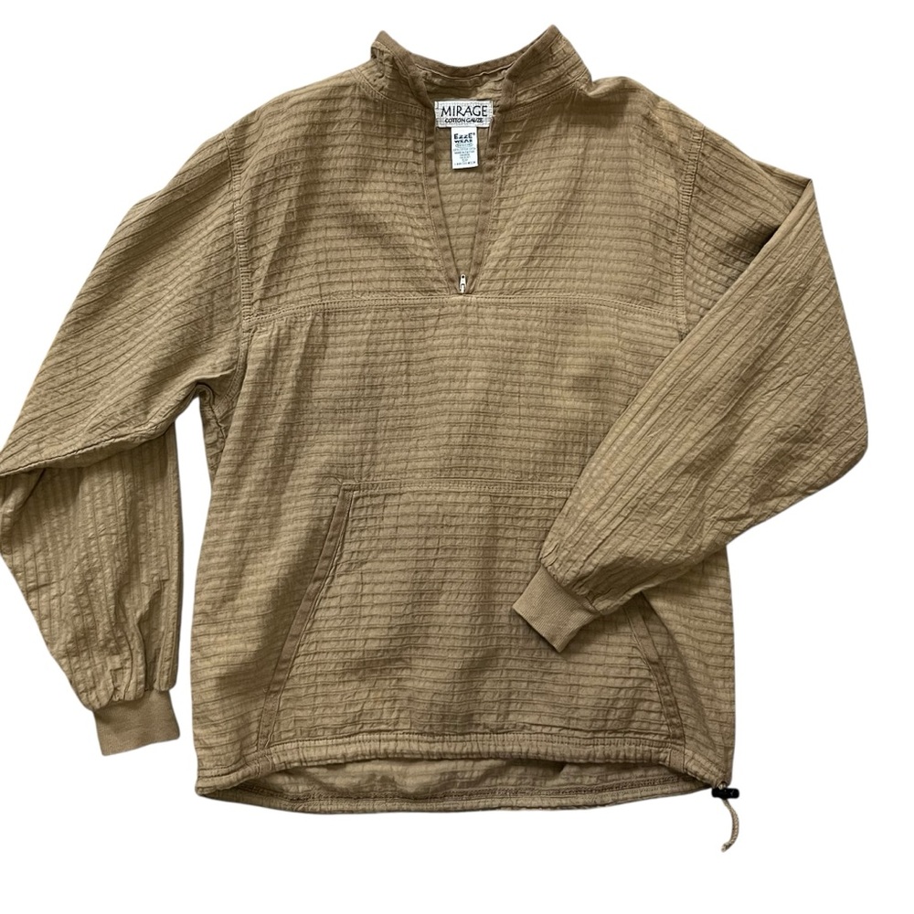 Ezze Wear Mirage Cotton Gauze 1/4 Zip Top Oversized Textured Pullover 90s Y2K